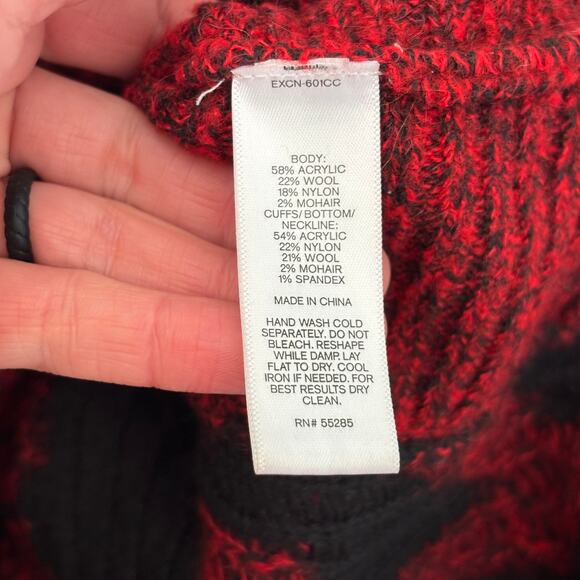 Express Sweater Women XS Red Black Wool Mohair Aztec Southwestern Tribal Slouchy - Picture 10 of 10